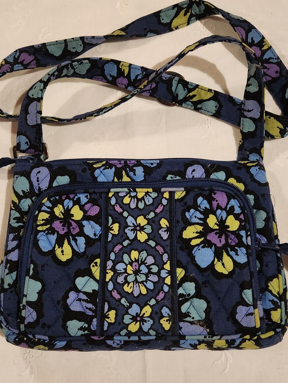 Vera Bradley Navy Floral Quilted Crossbody Bag